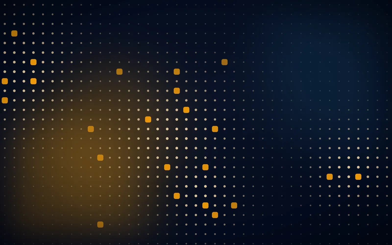 Abstract dot-column illustration in amber on a dark background