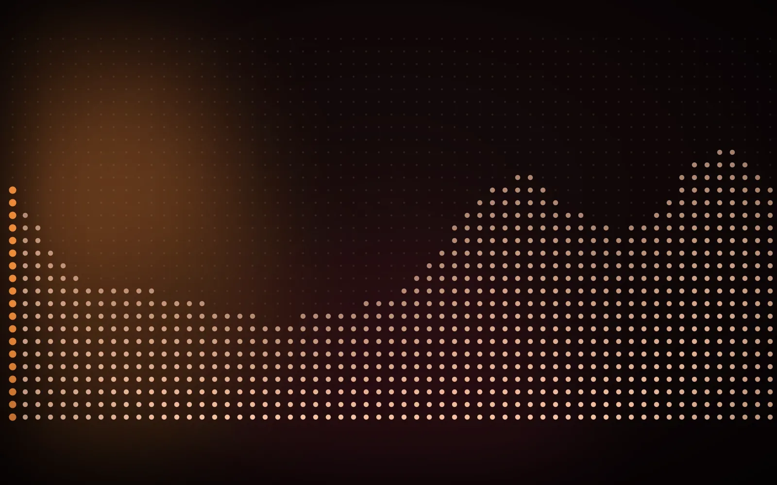 Abstract dot-grid illustration in amber on a dark background